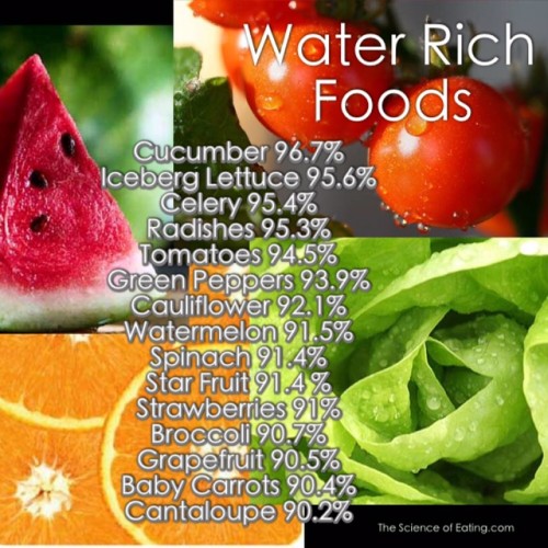 makanan yang mempunyai kandungan air yang  tinggi seperti buah-buahan dan sayur-sayuran.